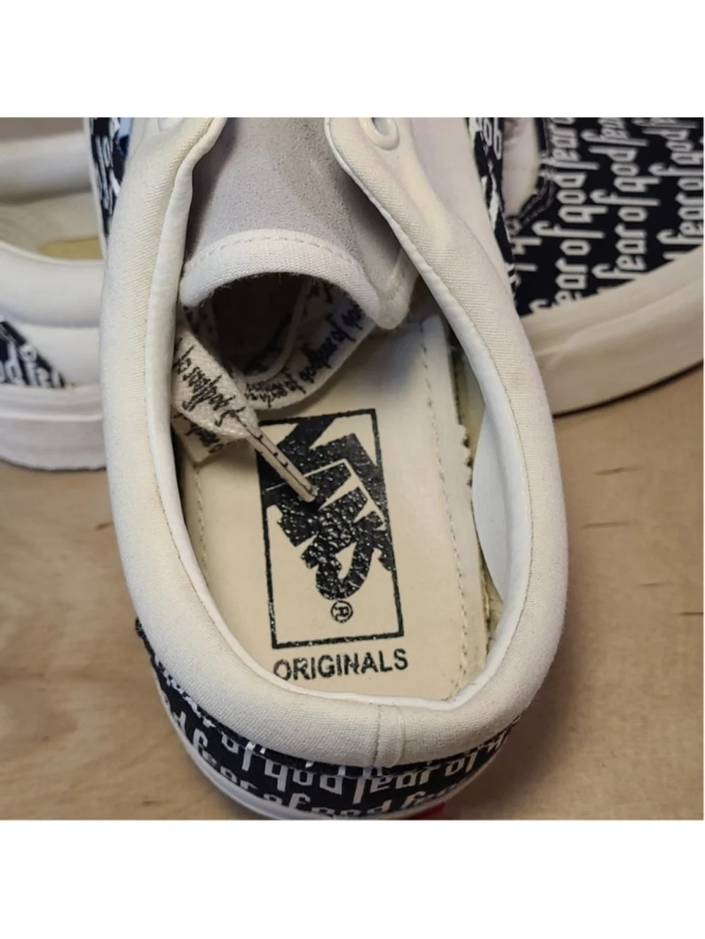 Vans Era X Fear Of God 95 Black White Canvas Shoes Size 4.5 Men's